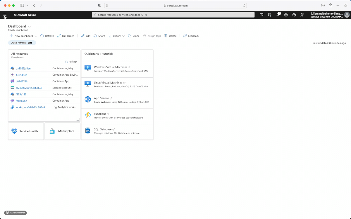 Create from top menu