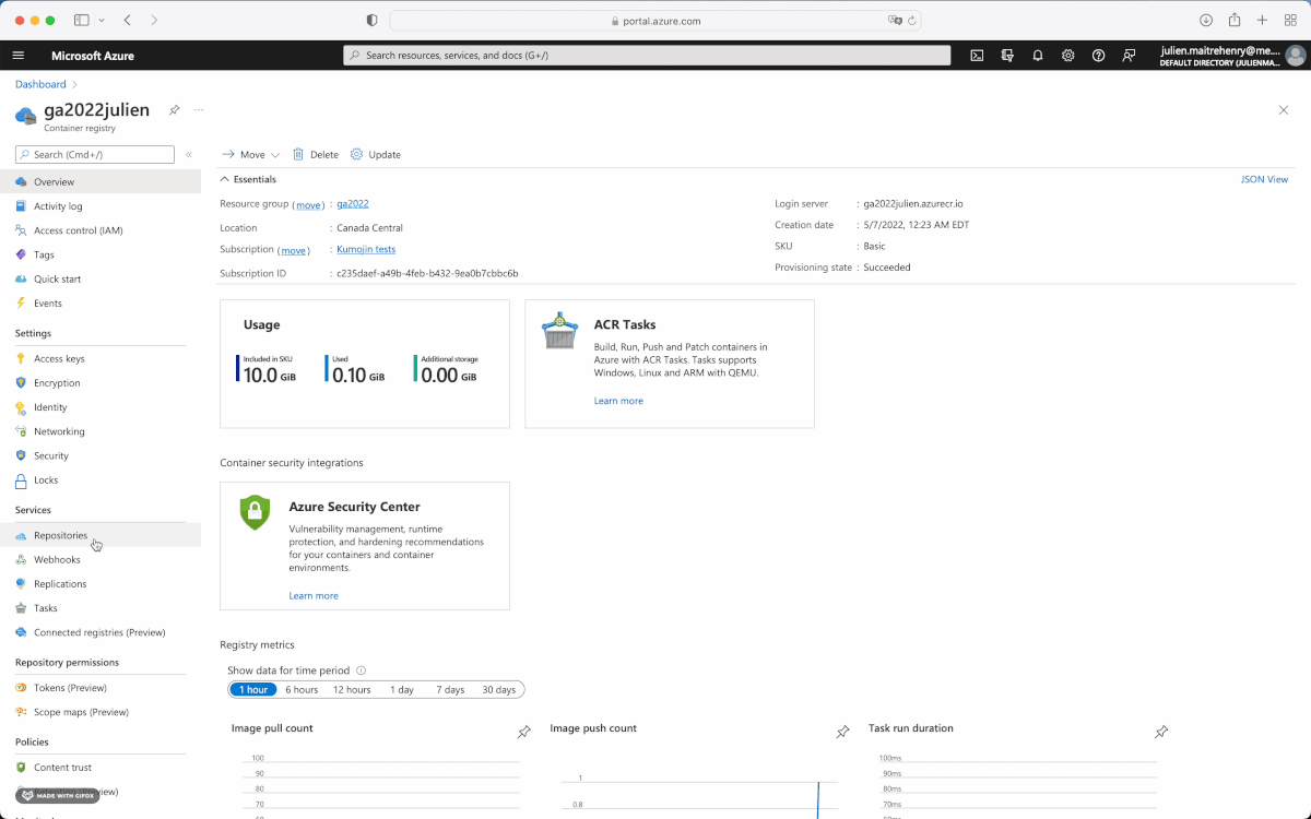 Validate that the two Docker images were pushed successfully