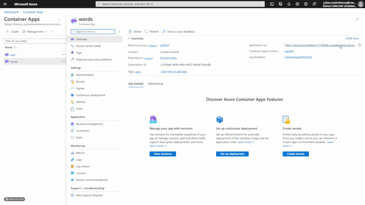 Update web app with an env var